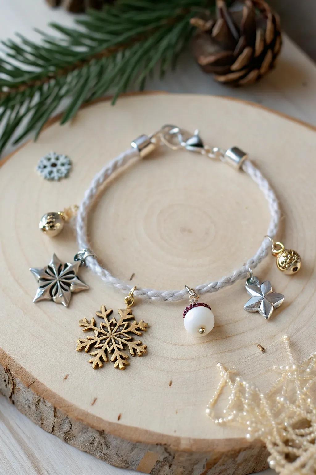 Transform old holiday treasures into a charming bracelet with a story. #UpcycledBeauty #ScandiBoho