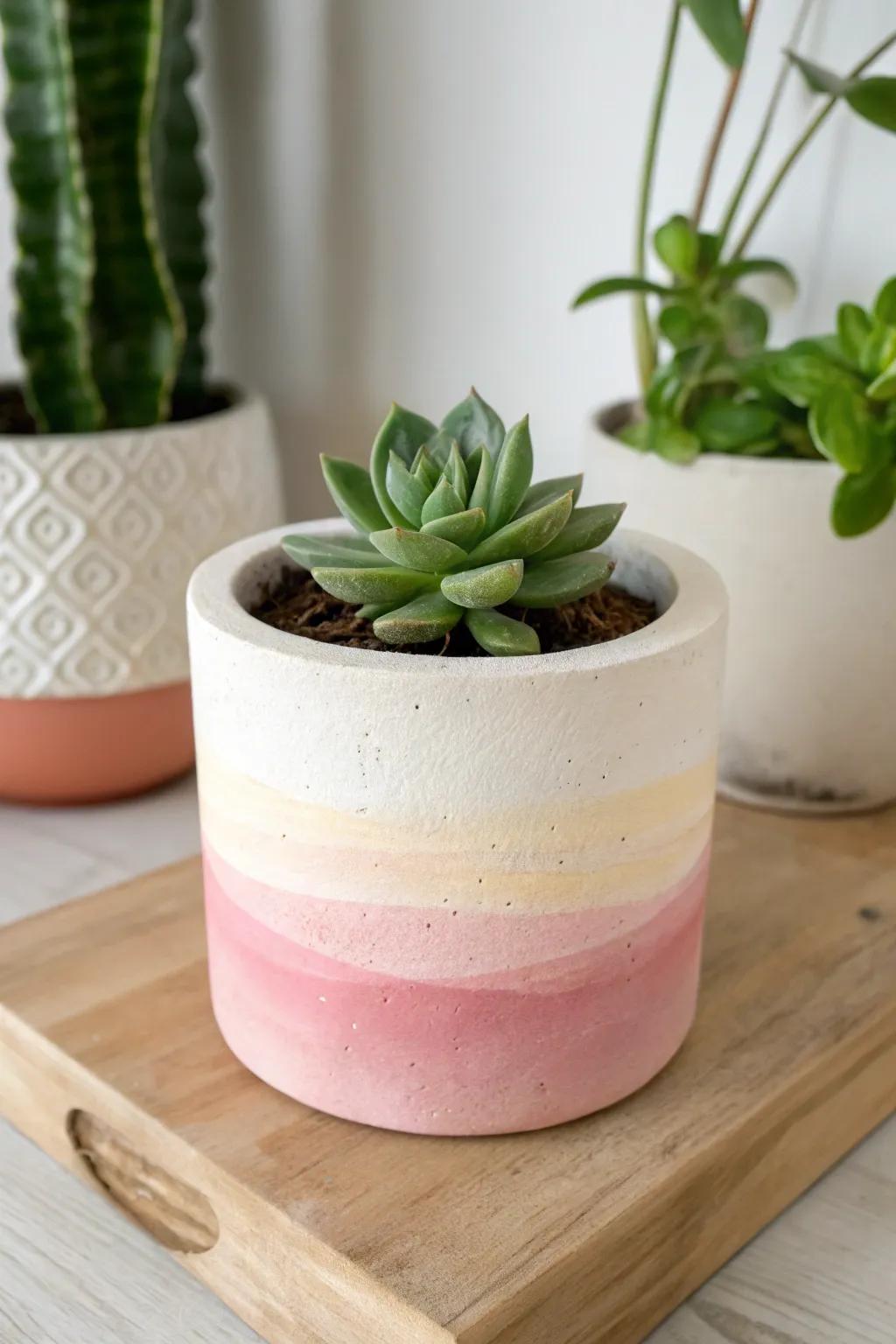 Elevate your space with the serene charm of handcrafted ombre planters. A perfect blend of simplicity and elegance for your home decor.