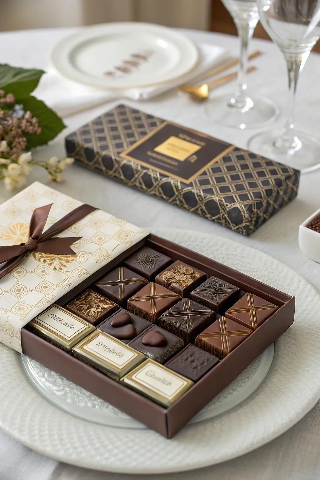 Artisan chocolate bars for a luxurious treat.