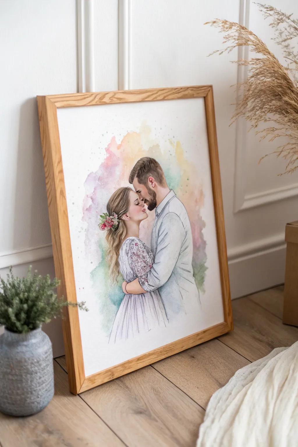 Capture the essence of love with a minimalist watercolor masterpiece.