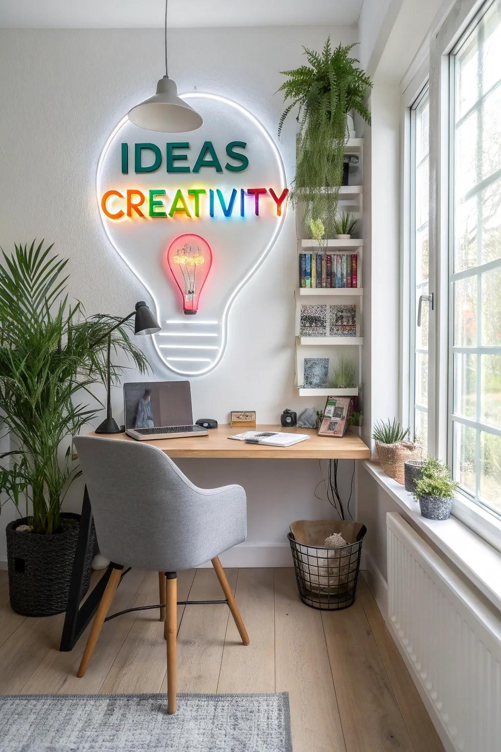 Bring brilliance to your workspace with a light bulb word cloud.
