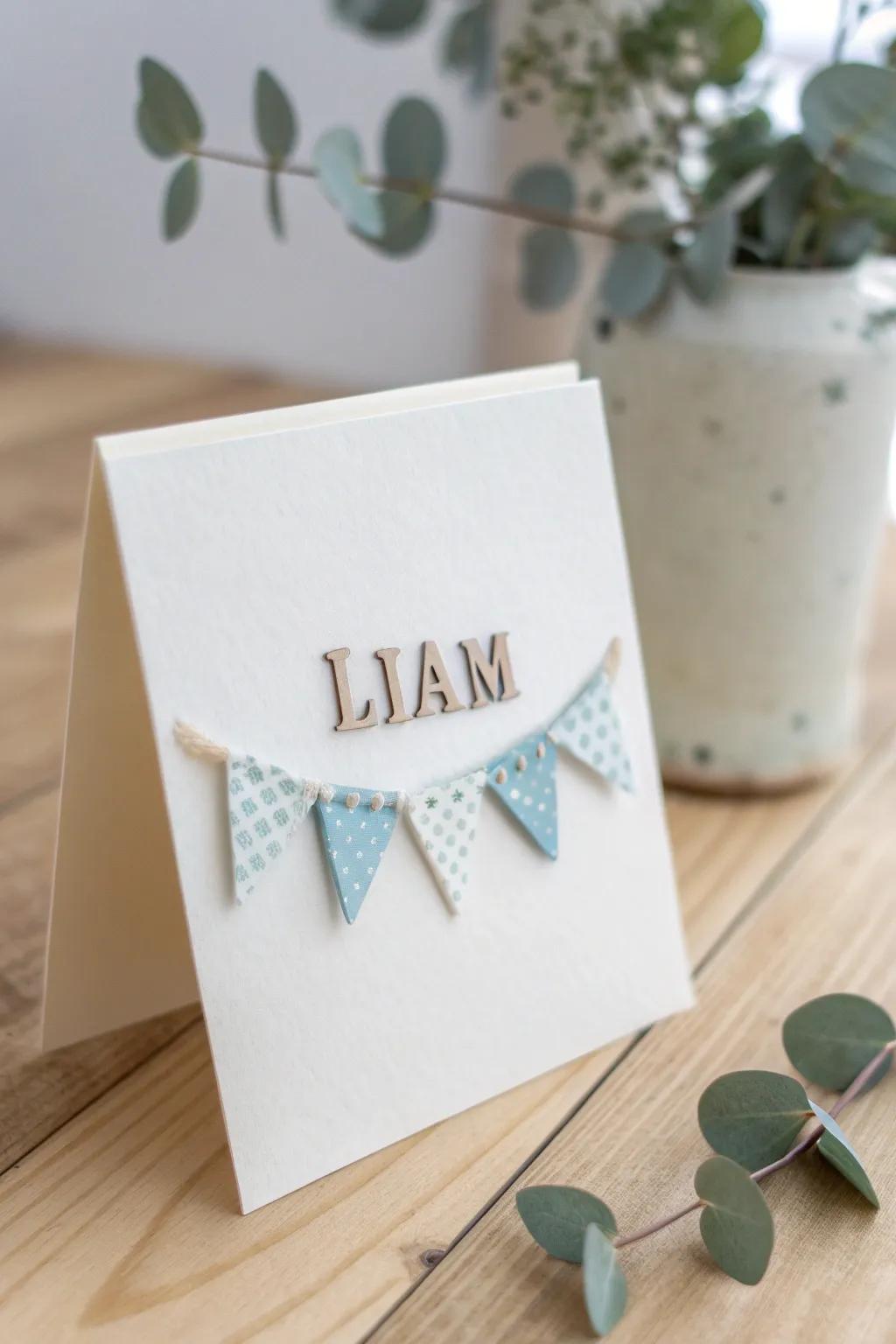 Craft a heartfelt connection with a personalized baby boy card, where simplicity meets natural beauty.