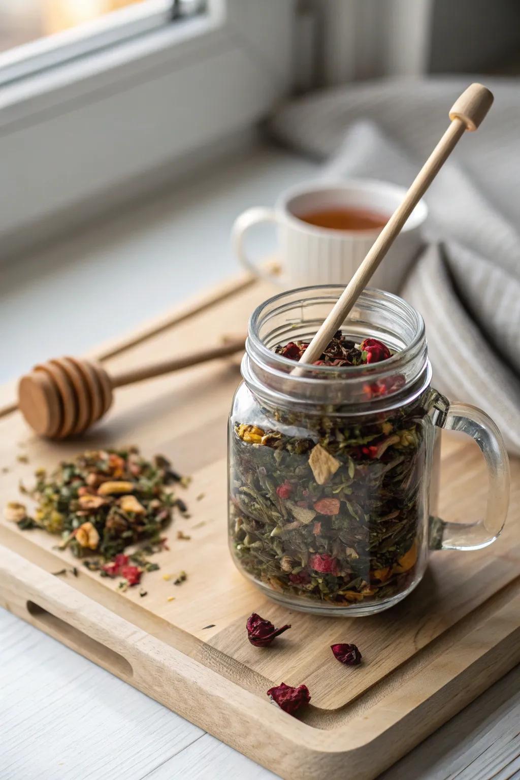 Savor the simplicity of tea time with this boho-inspired mason jar favor.