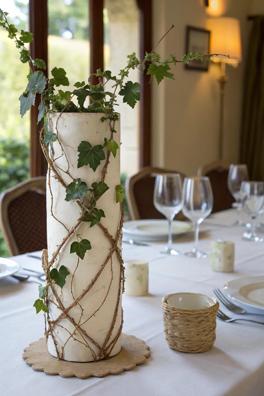 Twisted grapevines add vineyard charm.