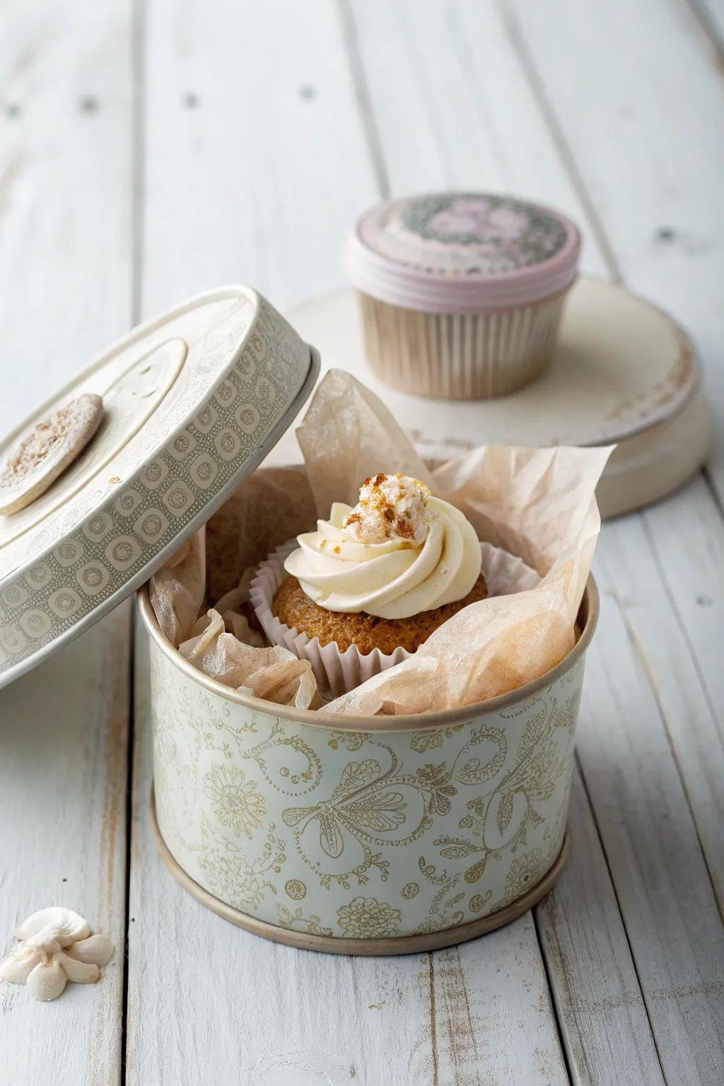 Turn old canisters into charming cupcake holders with a sustainable twist!