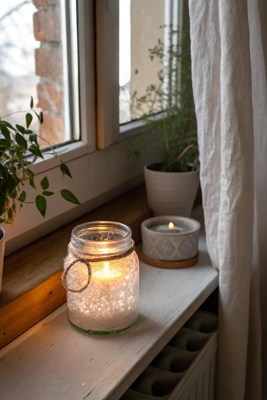 Illuminate your winter nights with the cozy charm of frosted jar luminaries. â¨âï¸