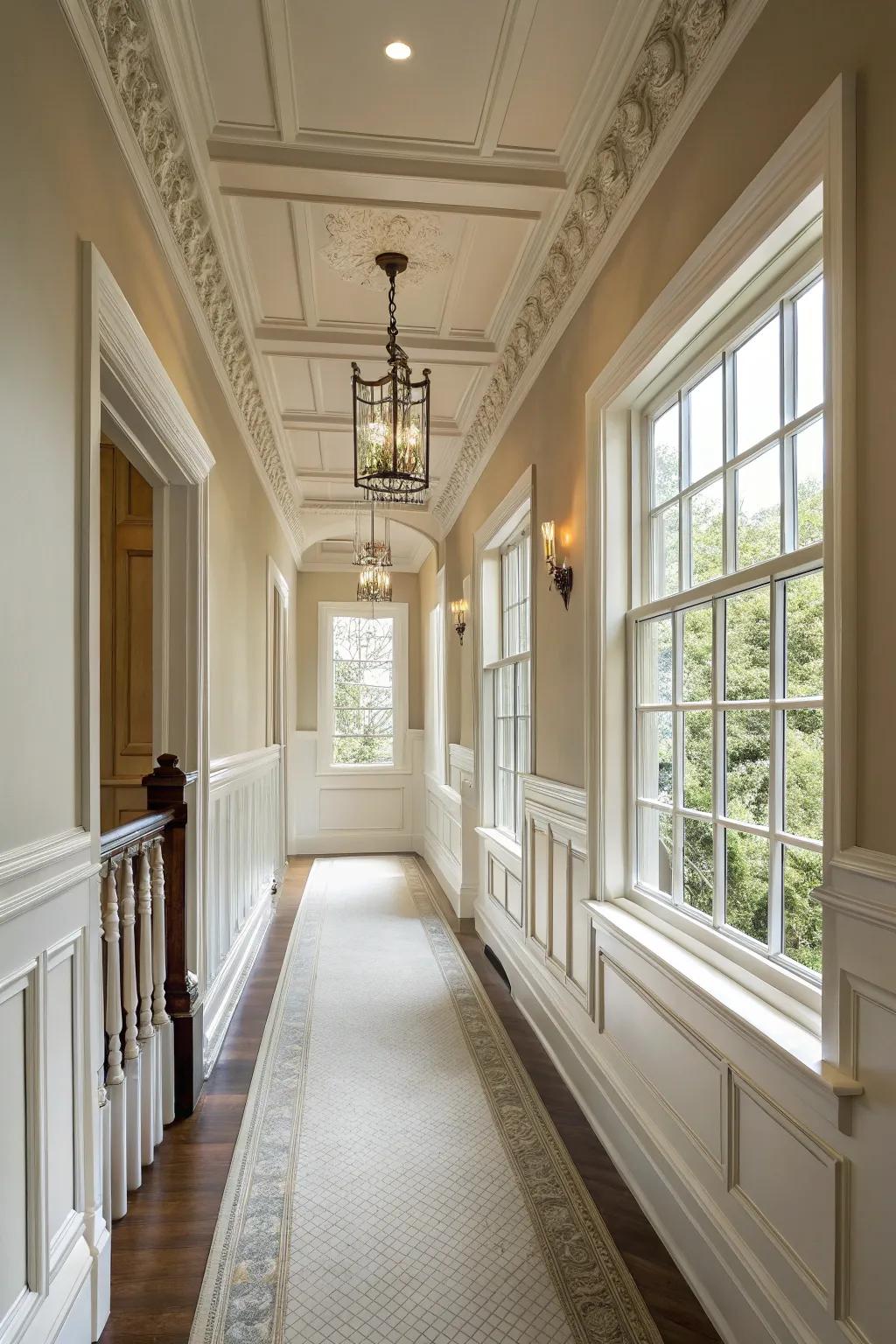 Architectural details can add sophistication and charm to any hallway.