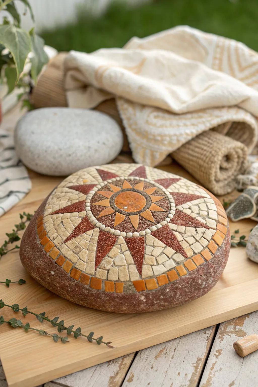 Illuminate your space with the radiant charm of a handcrafted sun mosaic. ðâ¨