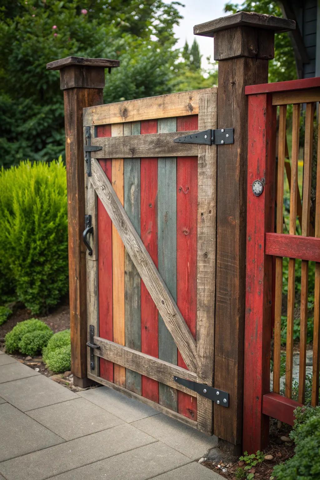 Unlock the rustic charm with this beautifully crafted deck gate.