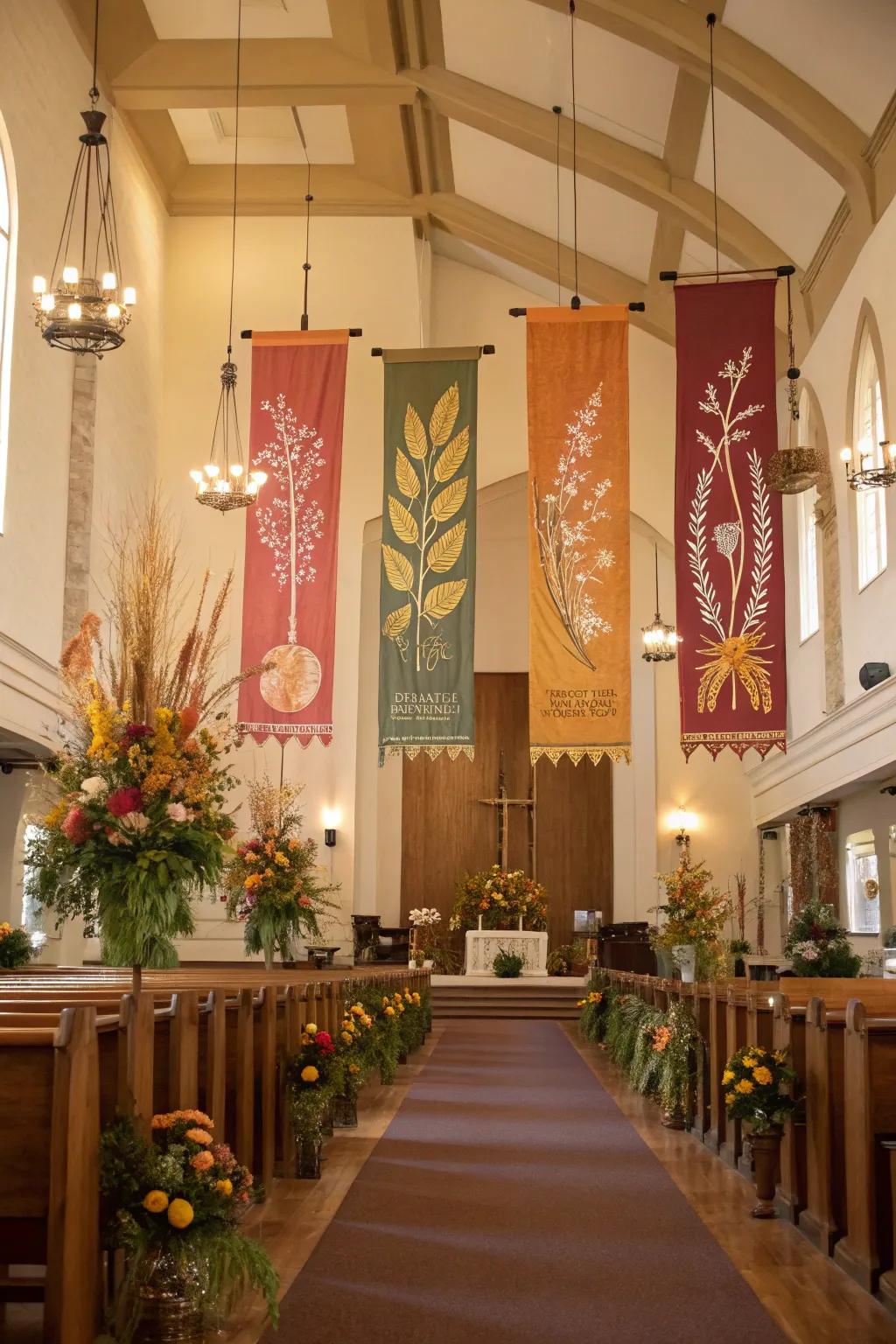 Seasonal color palettes create a harmonious church environment.