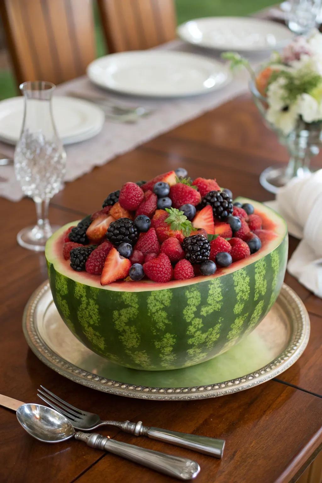 A delicious and eye-catching melon centerpiece.