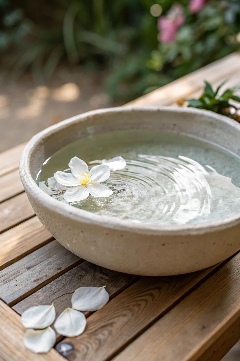 Elevate your fall wedding with simple elegance: a floating flower centerpiece.
