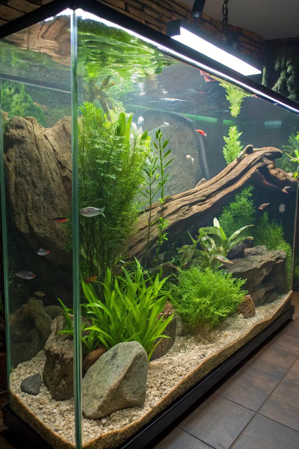 A biotope setup provides an authentic slice of nature.