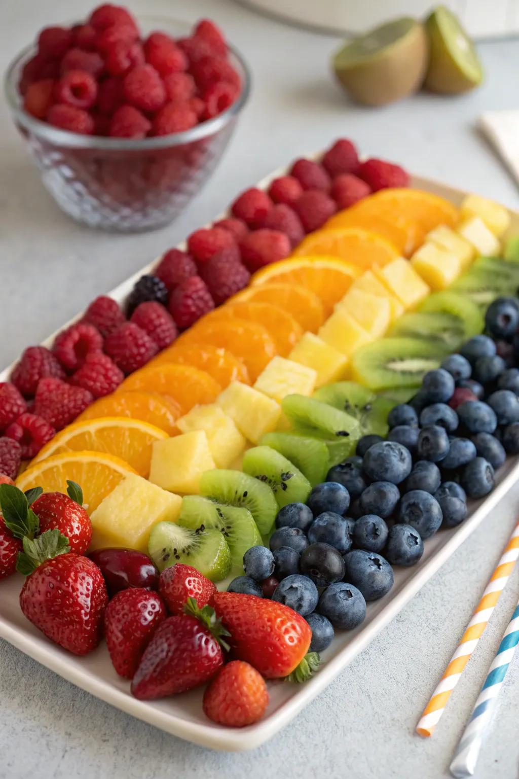 A vibrant fruit platter that doubles as art.