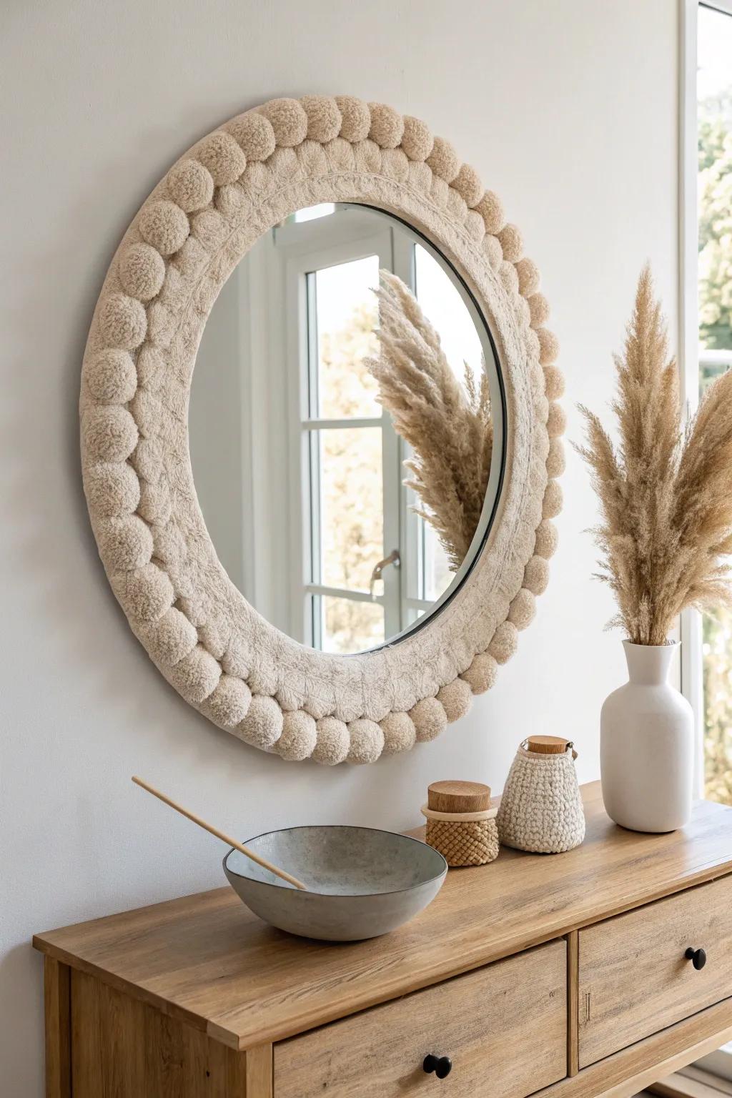 Transform your space with a whimsical spray foam mirror frame that blends elegance and creativity. Perfect for a touch of natural beauty in minimalist decor.