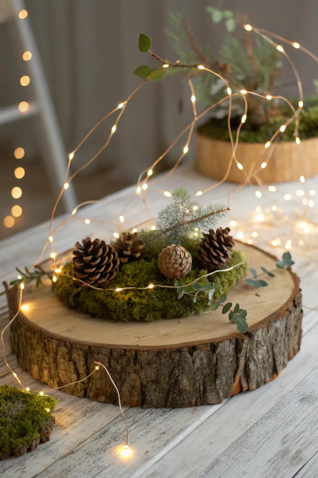 Transform your table into an enchanted forest with a twinkling fairy light garland centerpiece.