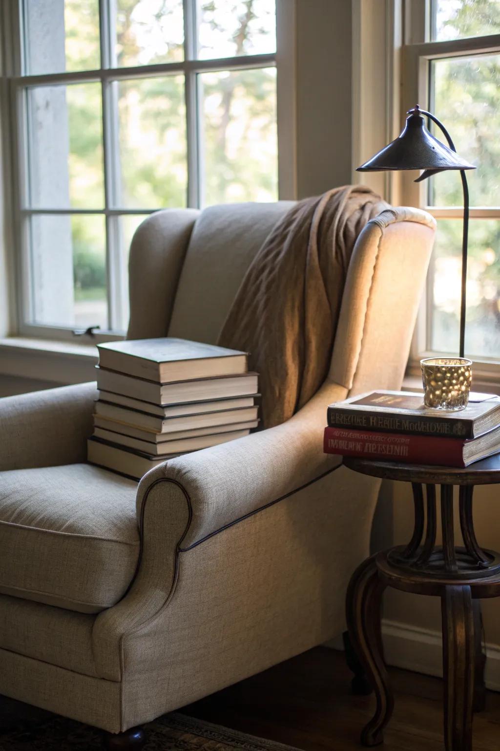A cozy reading nook perfect for unwinding.
