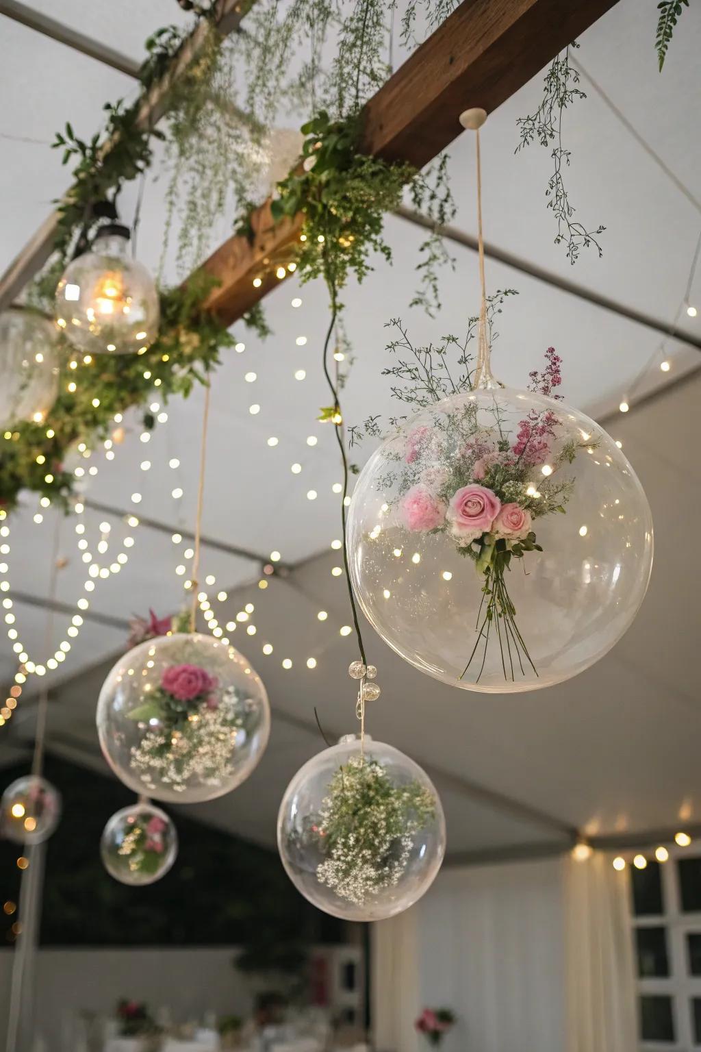 Floating orbs add a modern and ethereal touch.