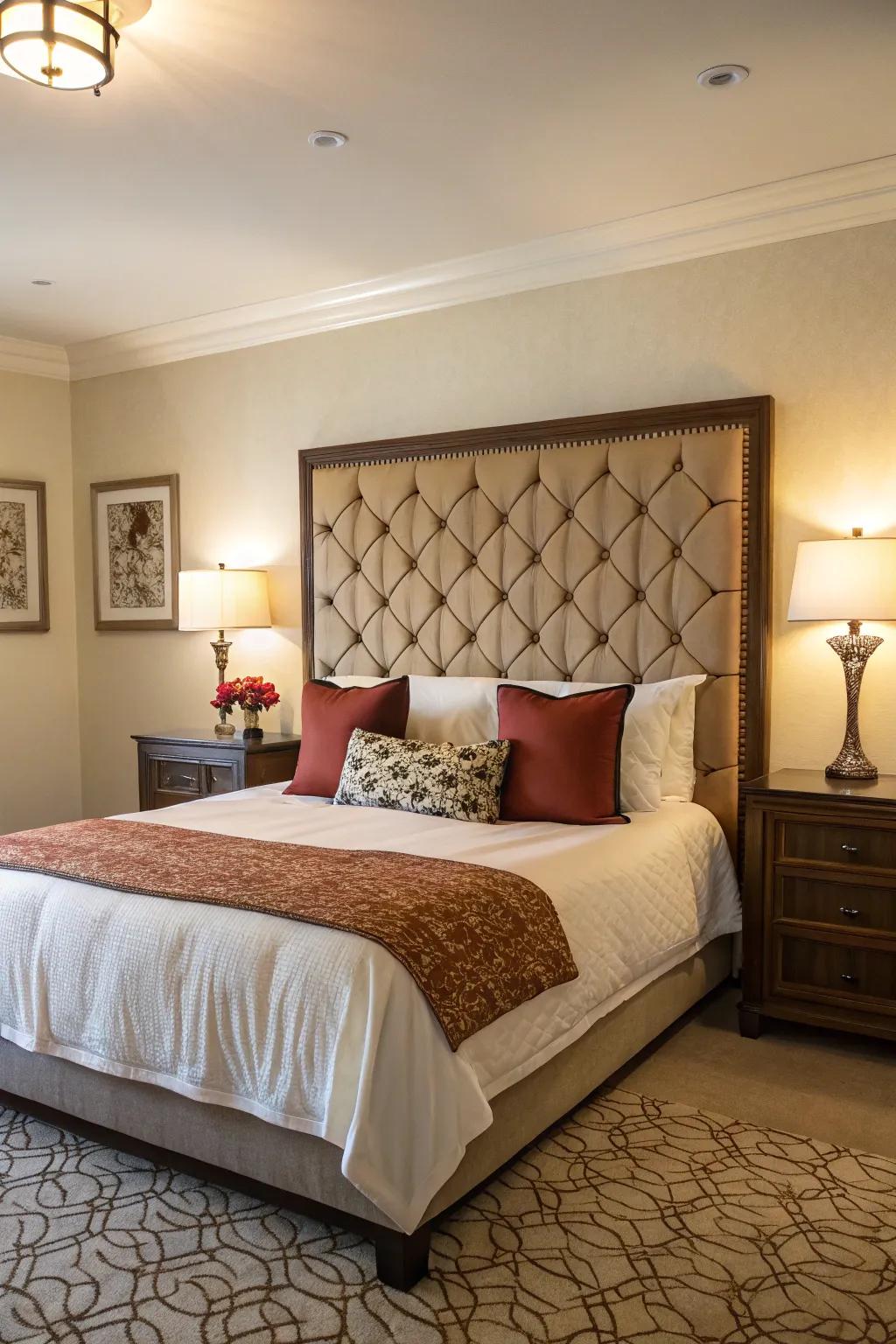 A statement headboard transforms your bed into a centerpiece.