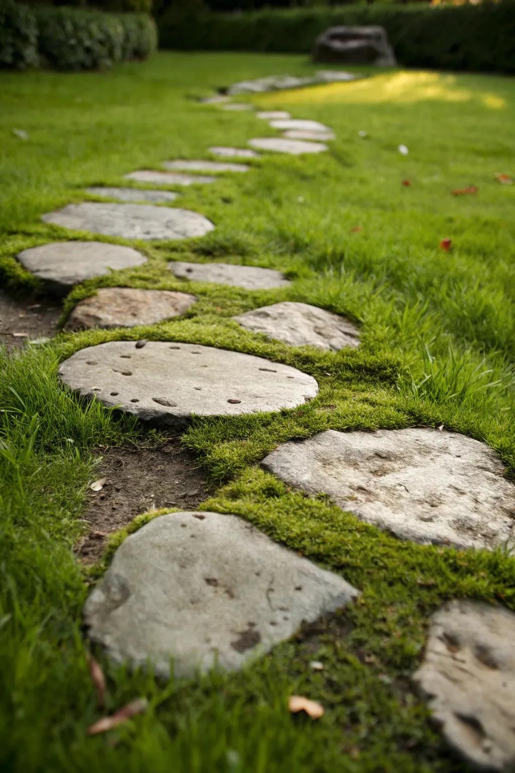 Step into nature with this artful blend of stone and greenery.