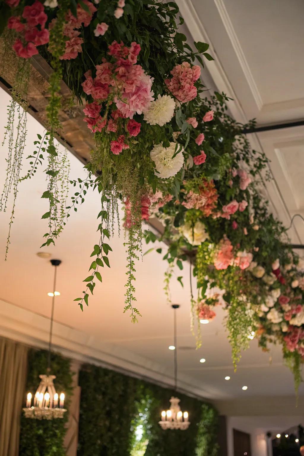 Hanging flowers transform your space into a floral paradise.