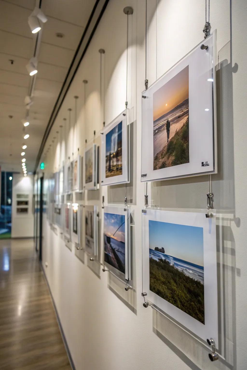 Modernize your memories with a floating photo display.