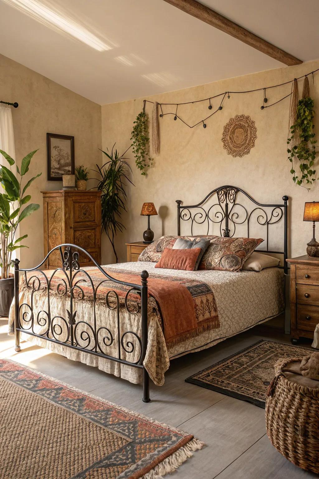 Earthy tones create a tranquil and harmonious bedroom environment.