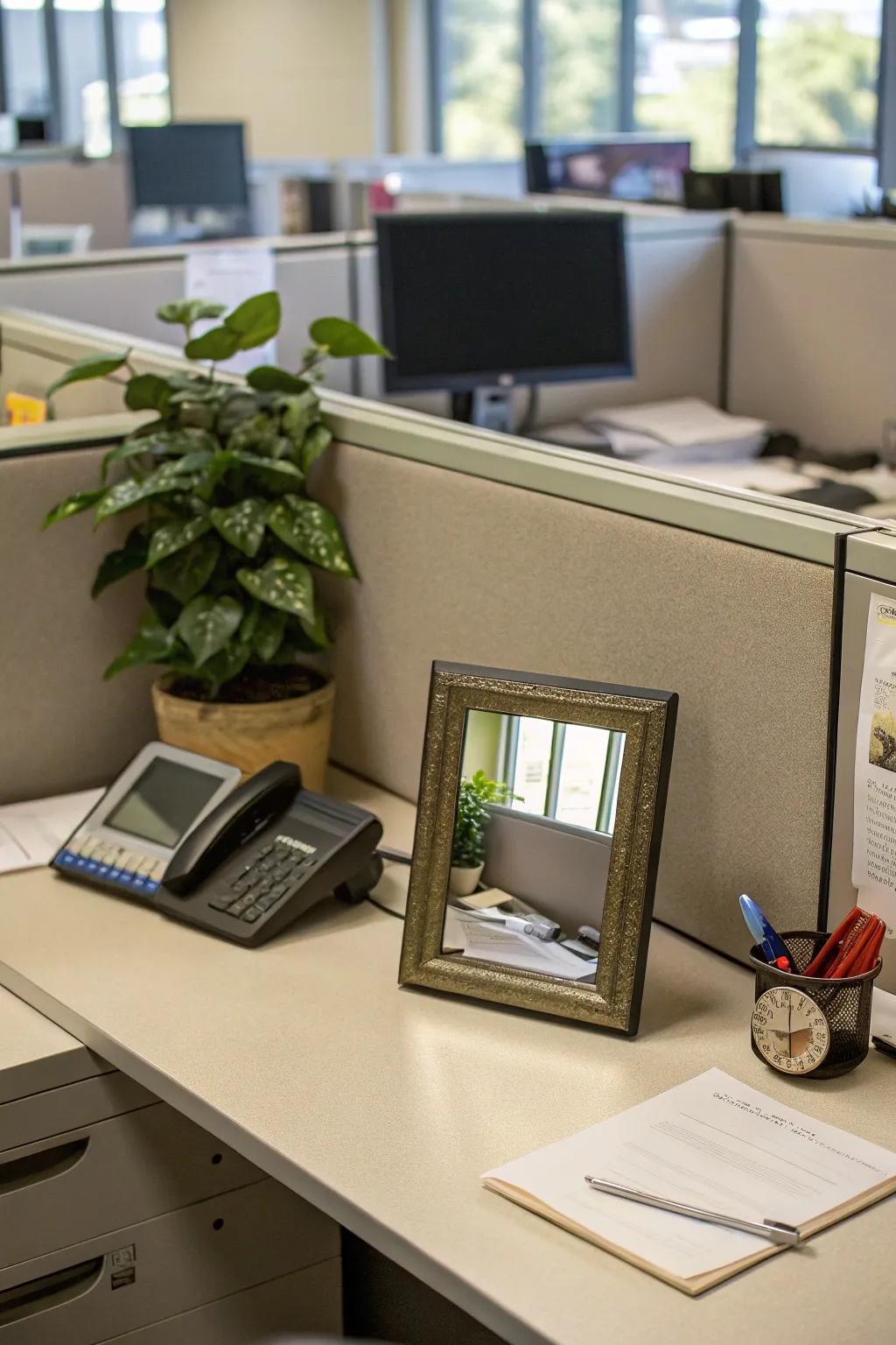 Mirrors offer subtle privacy by increasing your awareness of the workspace.