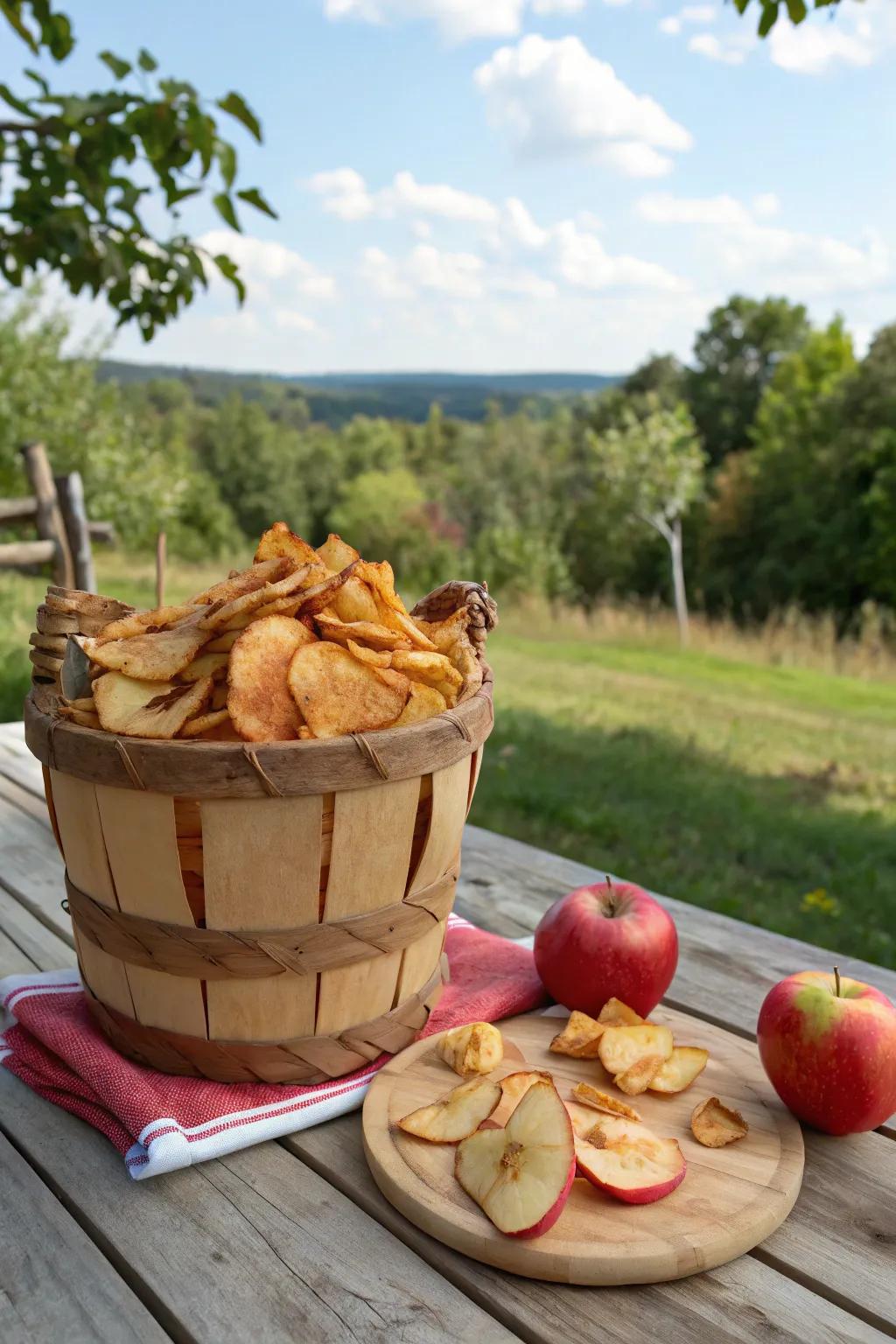 Apple chips: A crunchy, healthy camping snack.