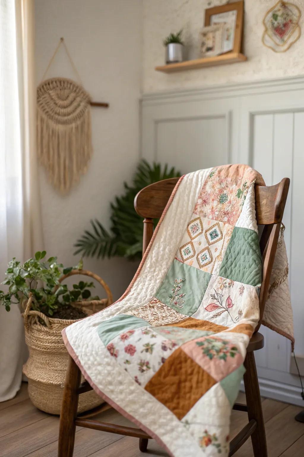 Wrap yourself in memories with a handcrafted quilt that tells your unique story. ð¿â¨ #DIYKeepsake #MinimalistBoho