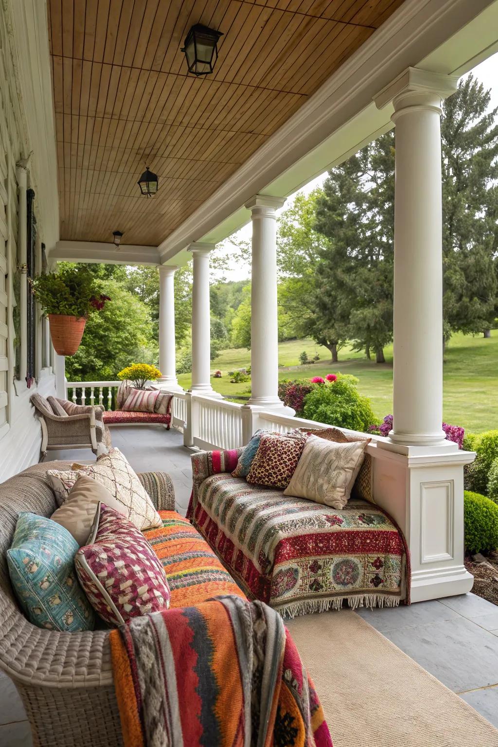 Cozy throws and pillows add color and comfort.