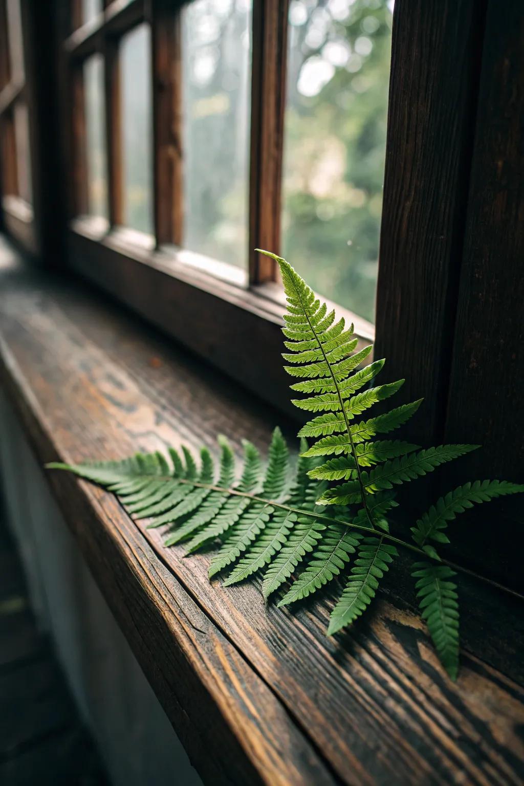 Elevate your entryway with a touch of nature's elegance. A fern adds life and charm to handcrafted spaces.