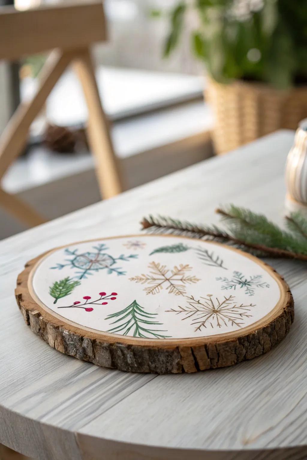 Elevate your winter gatherings with handcrafted wooden coasters, where elegance meets functionality.
