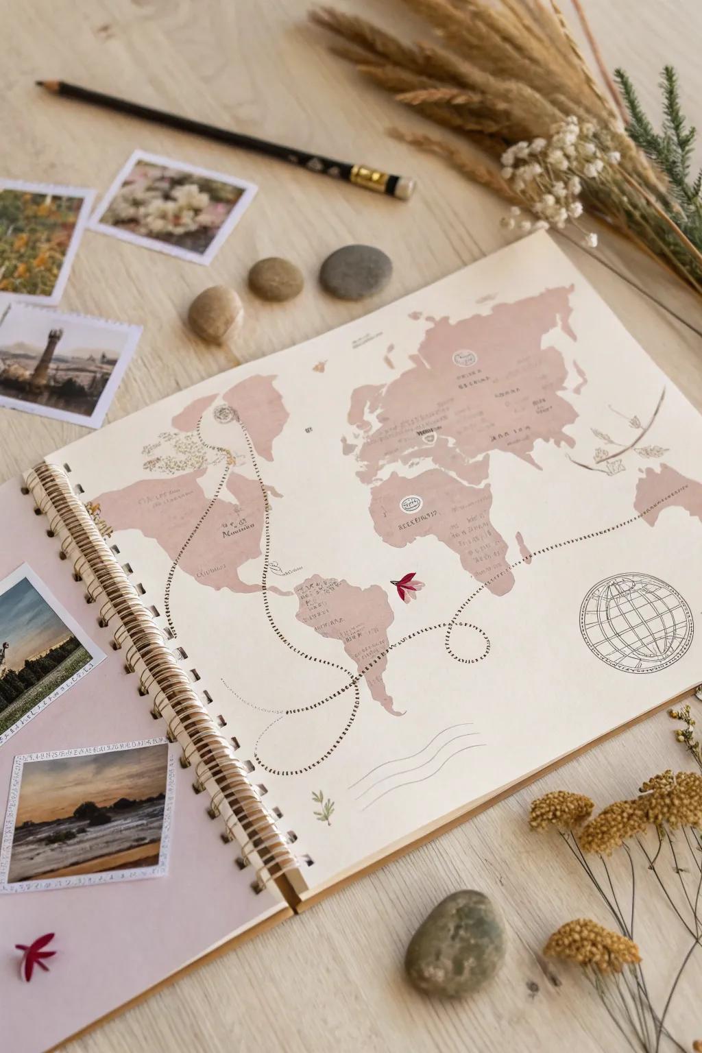 Craft your journey: A delicate memory map capturing cherished moments with your best friend.