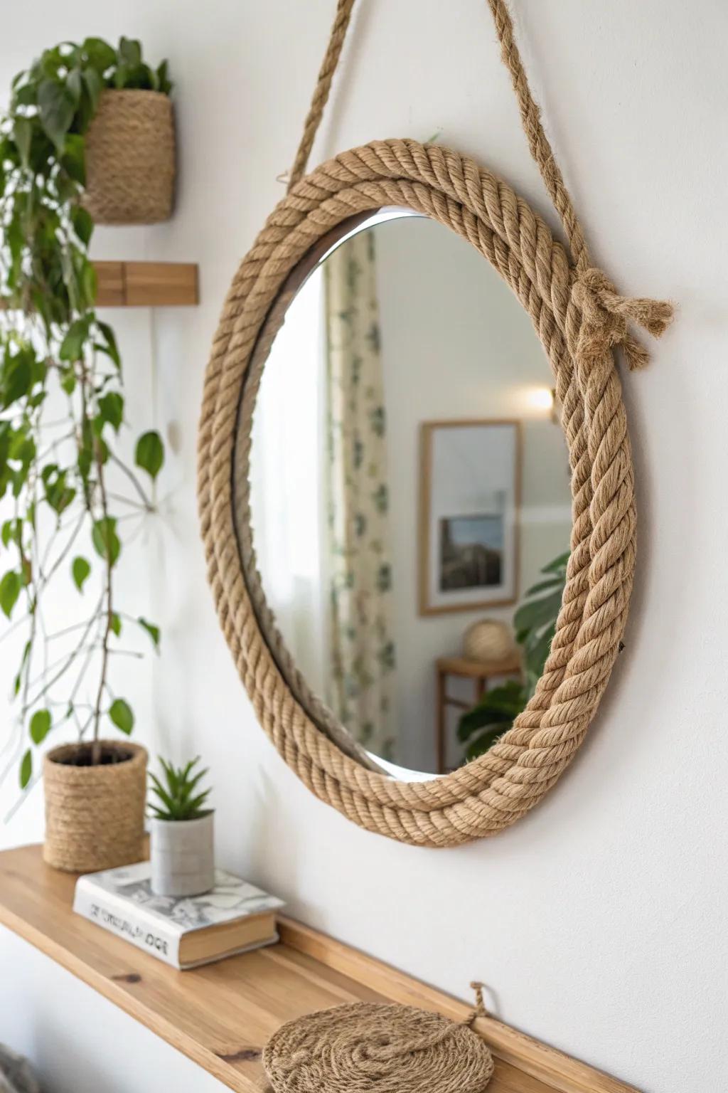 Transform your space with a rustic rope mirror â where simplicity meets elegance.