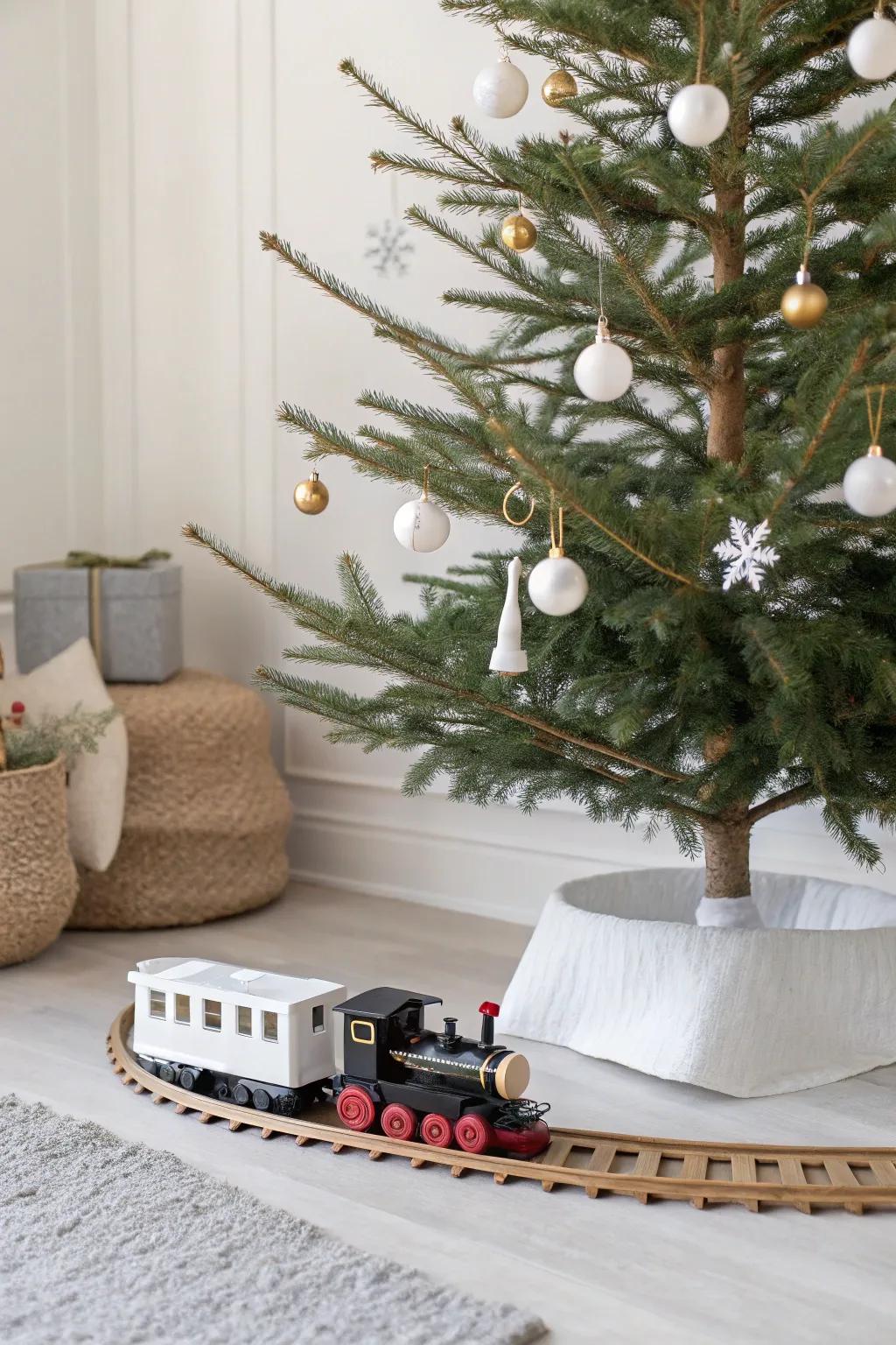 A minimalist train setup complements modern interiors.