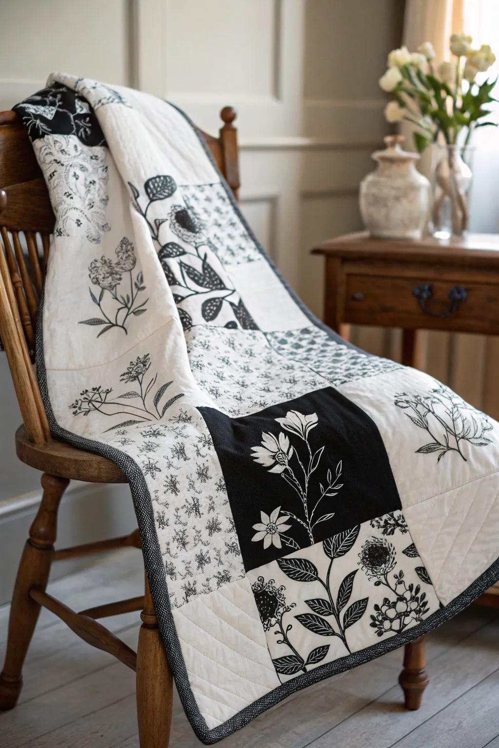 Embrace timeless elegance with this Floral Fantasy quilt, where Scandinavian minimalism meets Boho charm.