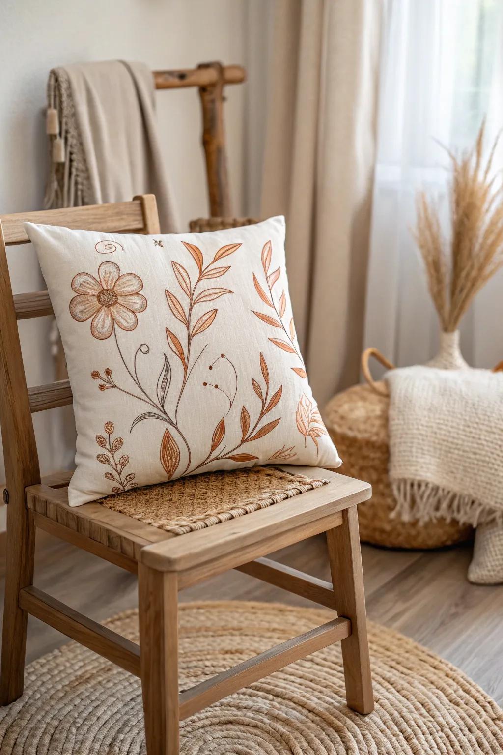 Craft a touch of friendship with this minimalist boho pillow, perfect for a cozy and stylish home.