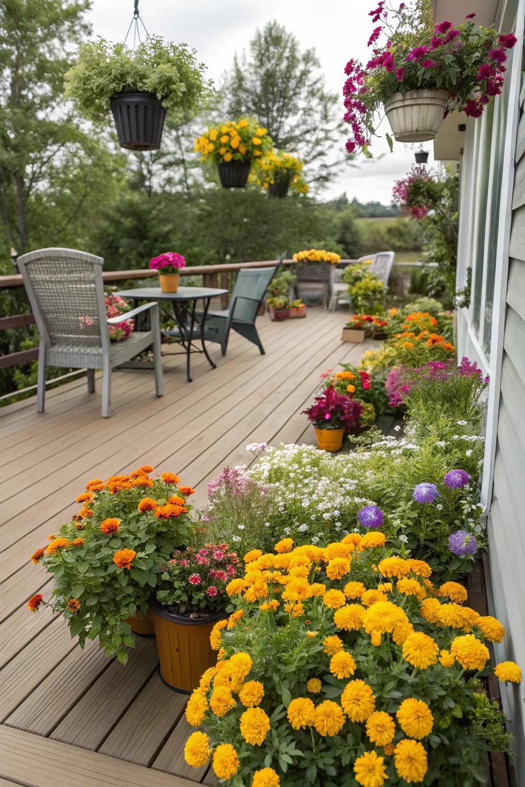 Colorful planting adds vibrancy and cheer to your deck area.