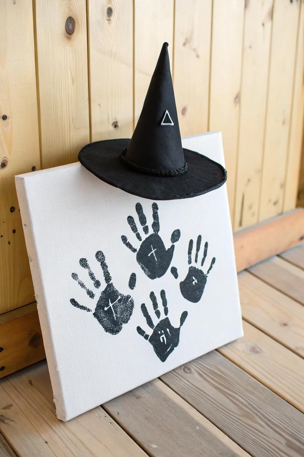 Add a touch of magic to your decor with this charming Witch Hat Handprint art.