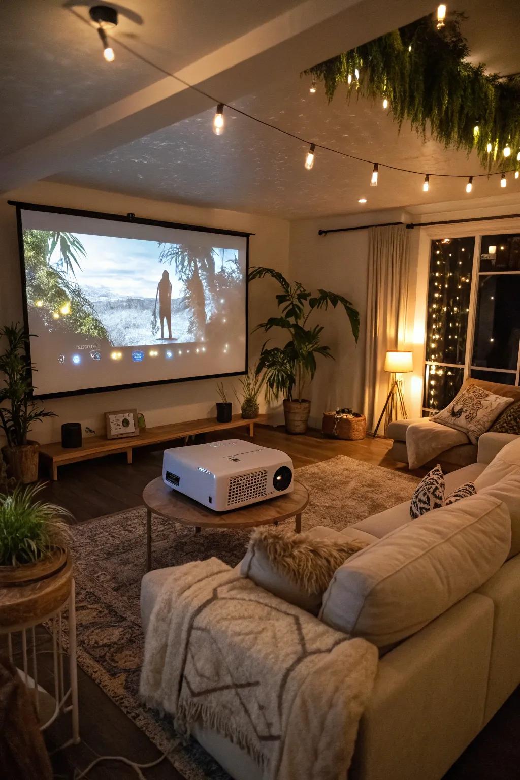 A projector brings the big screen experience to your home.