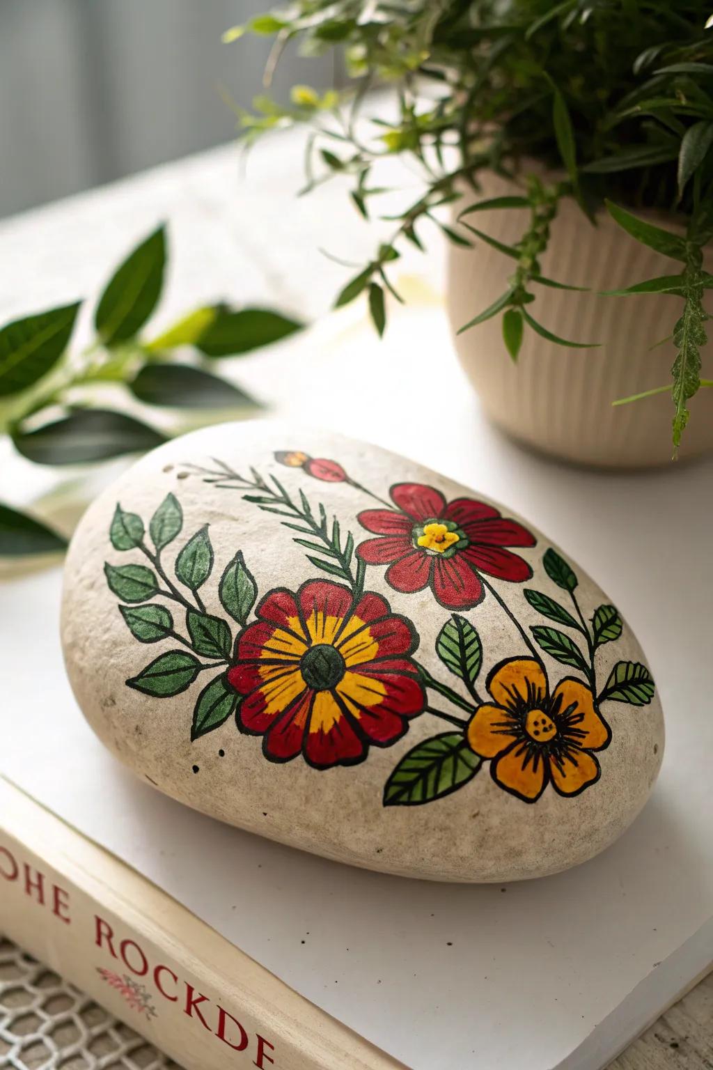 Embrace the beauty of nature with outlined elegance on stone.