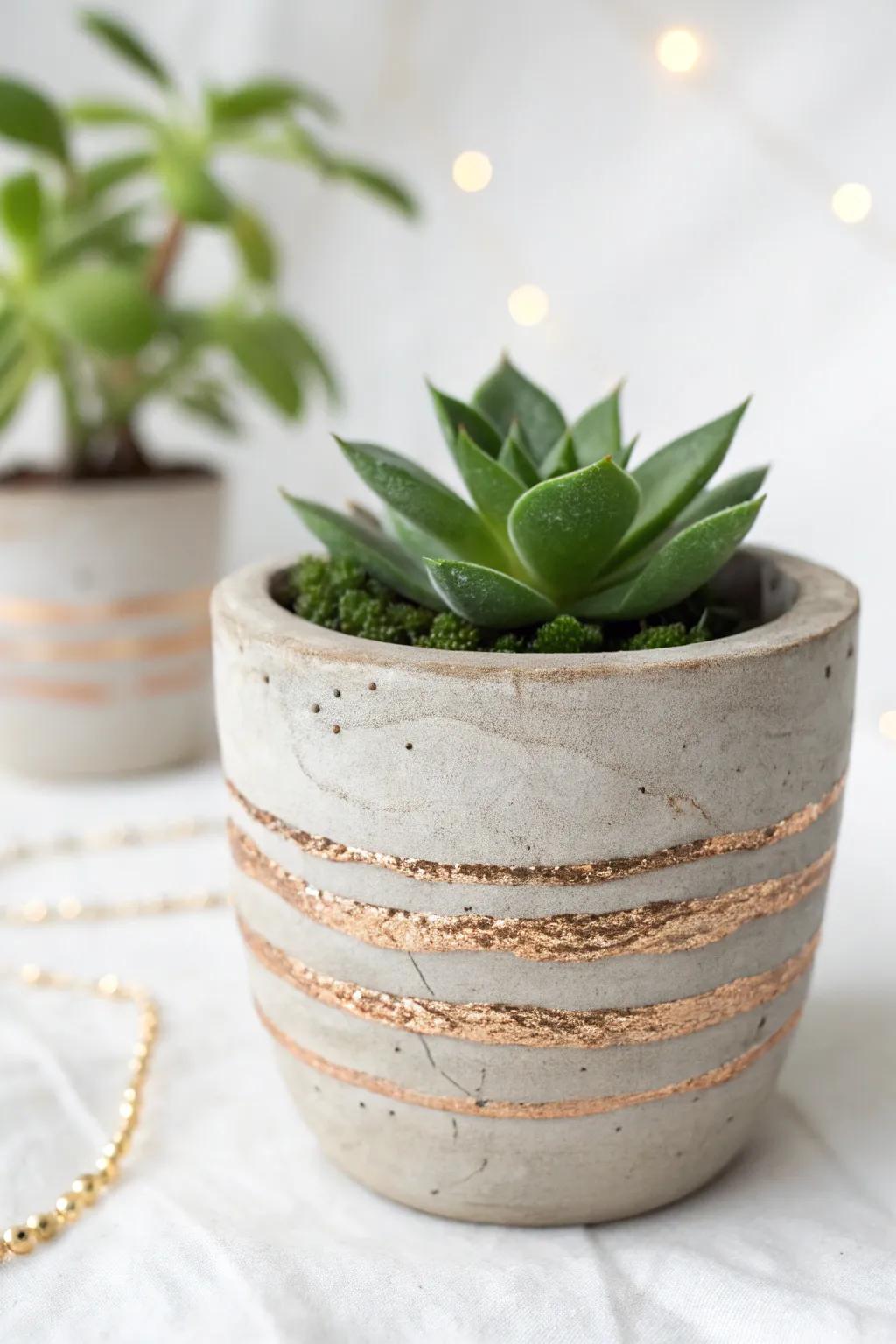 Elevate your succulent display with a touch of metallic magic. Simple yet stunning!