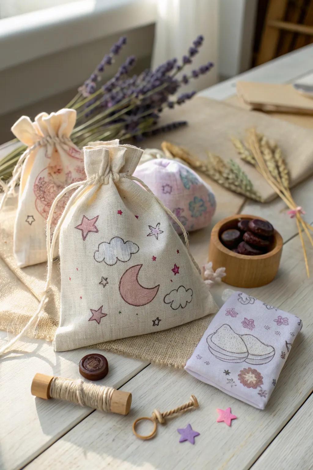 Charming DIY baby shower favor bags that blend Scandinavian simplicity with Boho warmthâperfect for a memorable celebration!
