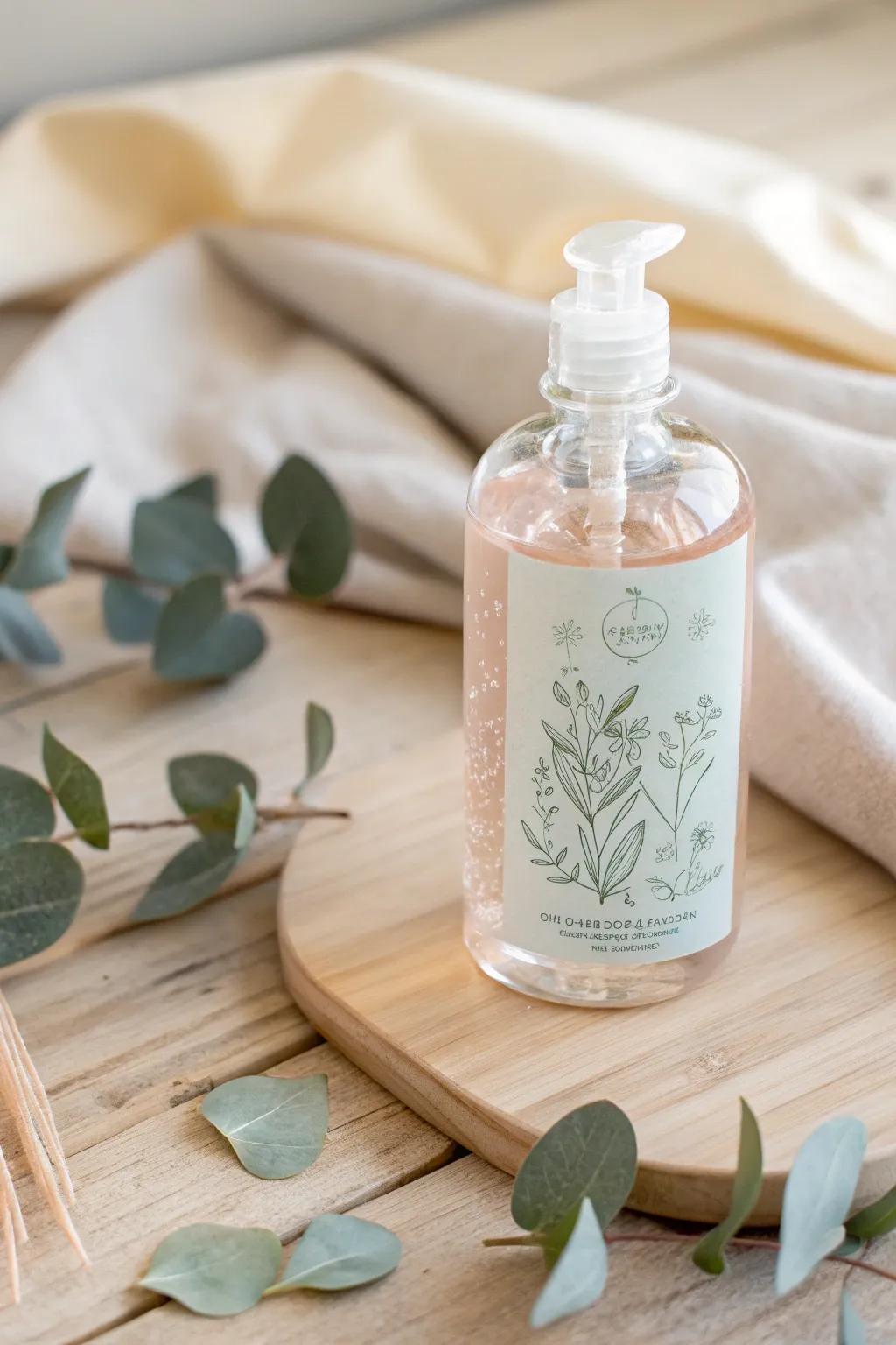 Craft your own scented hand sanitizers for a thoughtful and chic baby shower favor.