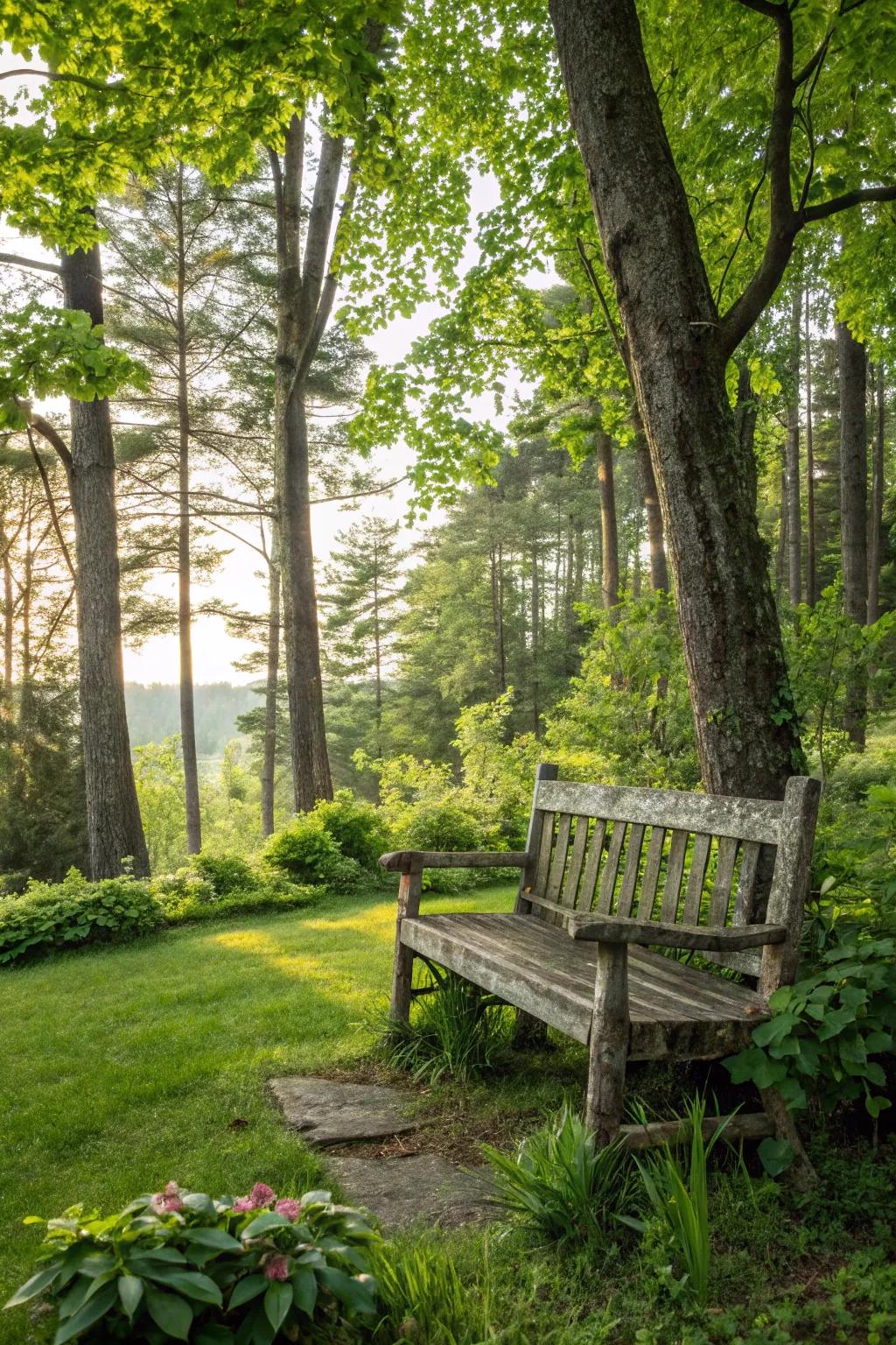 Rustic wooden features add charm and functionality to your forest retreat.
