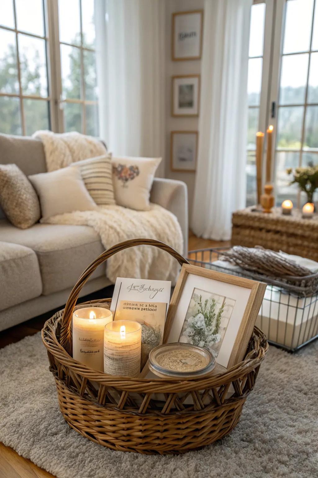 A home dÃ©cor basket for a stylish living space.