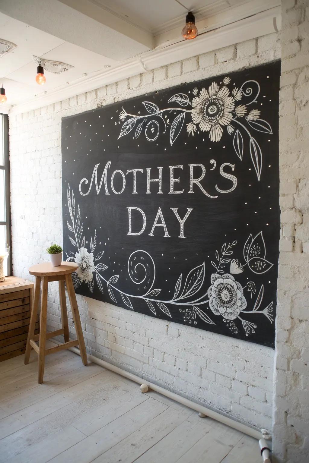 Celebrate Mother's Day with stunning chalkboard art that speaks to the heart and soul. #MothersDay #ChalkboardArt #ScandinavianBoho