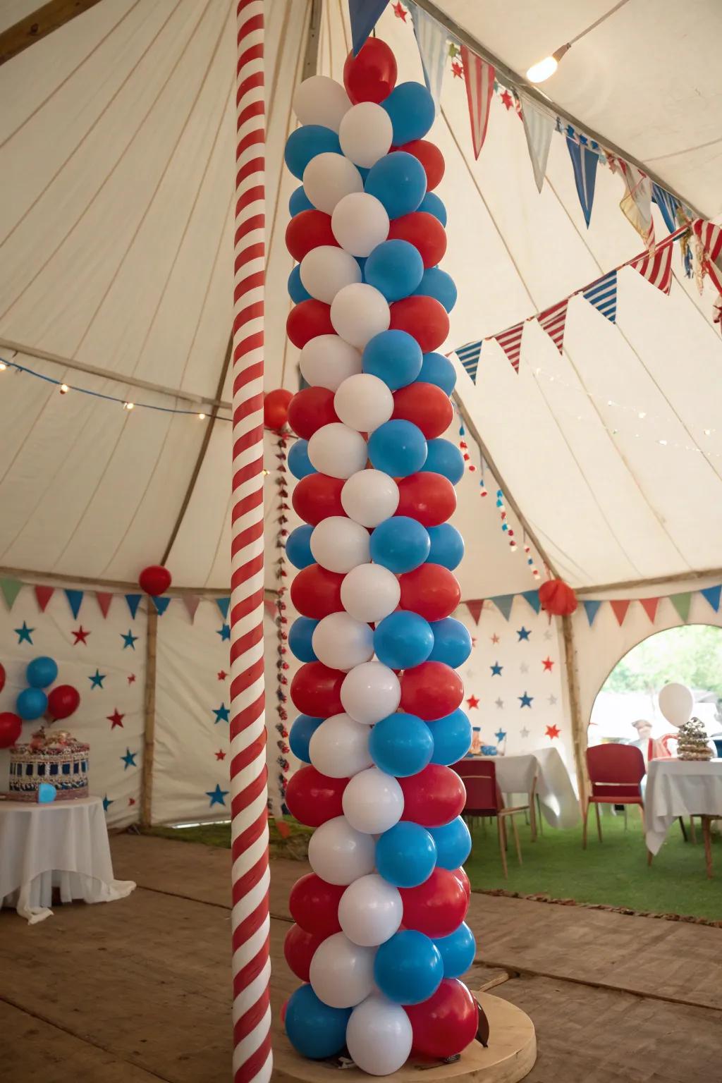Step right up with a vintage circus balloon column.