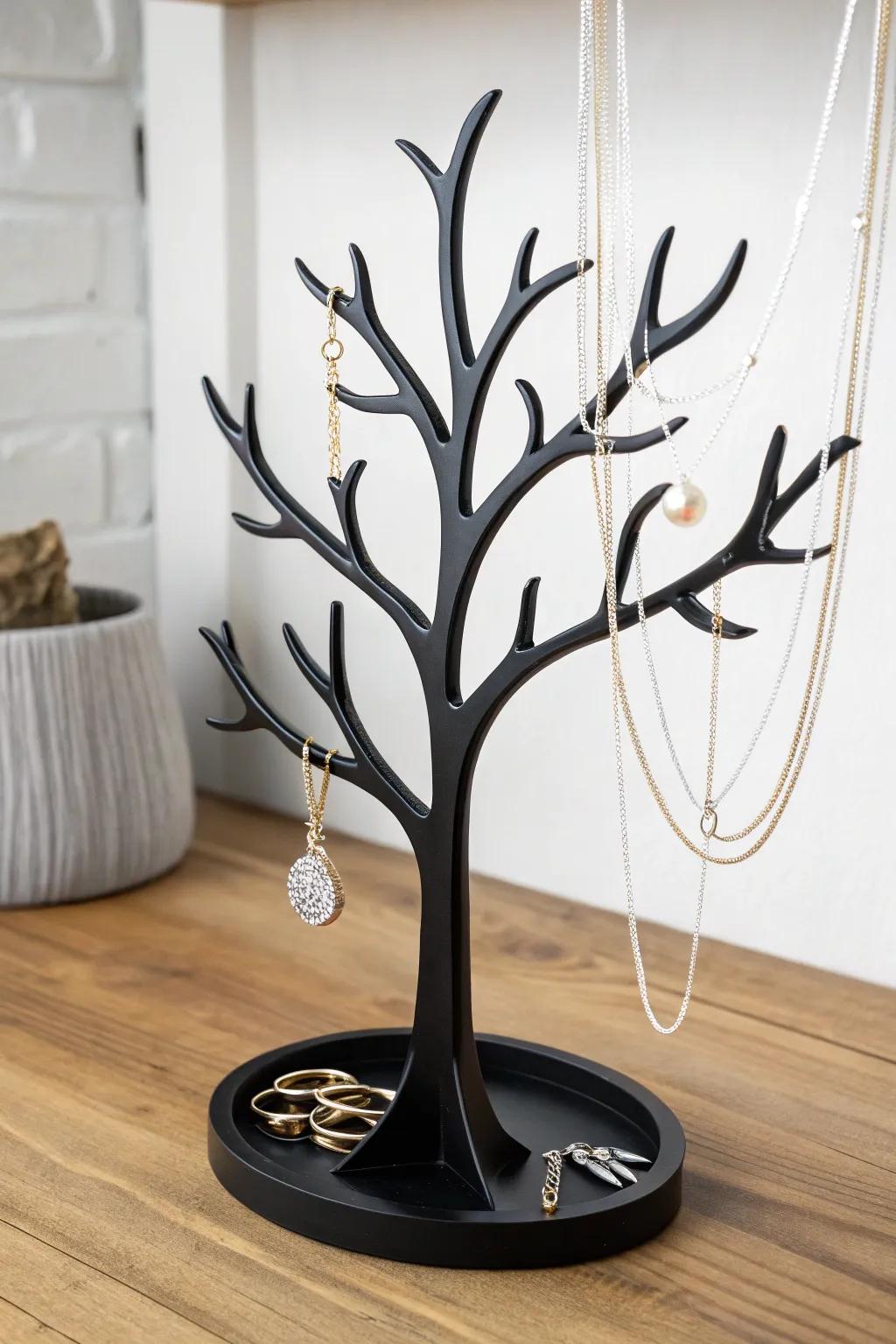 Elevate your space with an artful jewelry stand that marries function and style.